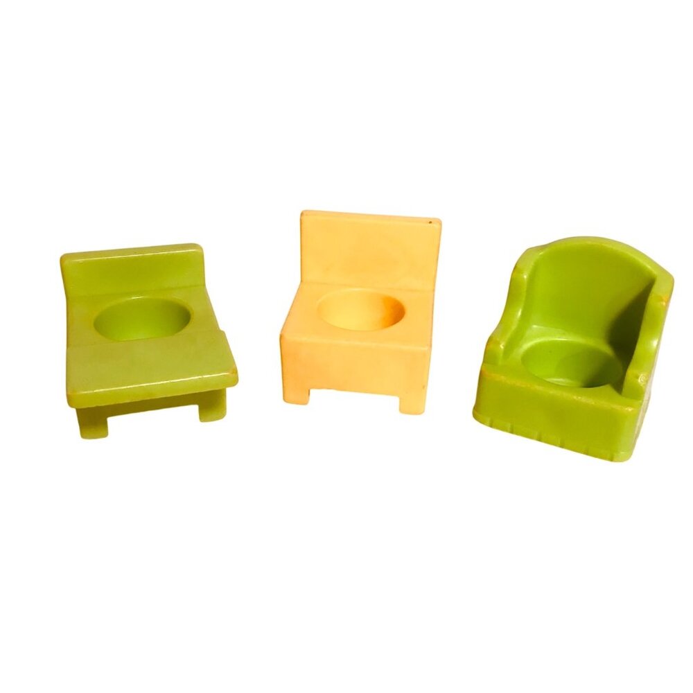 Vintage Fisher-Price Little People  Set Of 3 Chairs Arm Chair Teachers Chair Stu